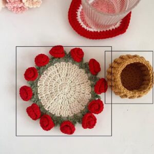 handmade crochet flower coaster