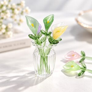 Mini glass flower arrangement for desk decor